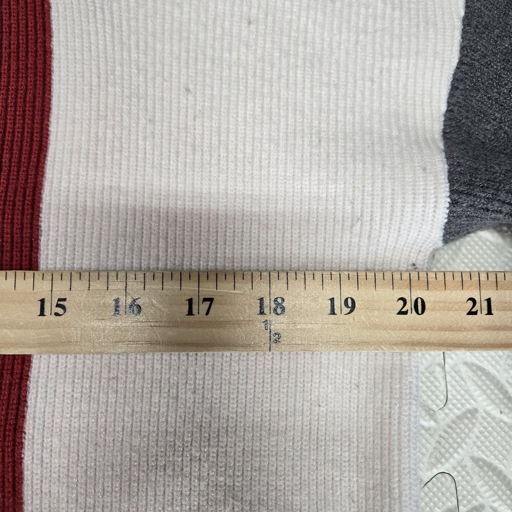 Badgley Mischka Turtleneck Sweater Womens Small Colorblock Red White Gray Ribbed - Picture 9 of 12